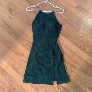 Green backless dress